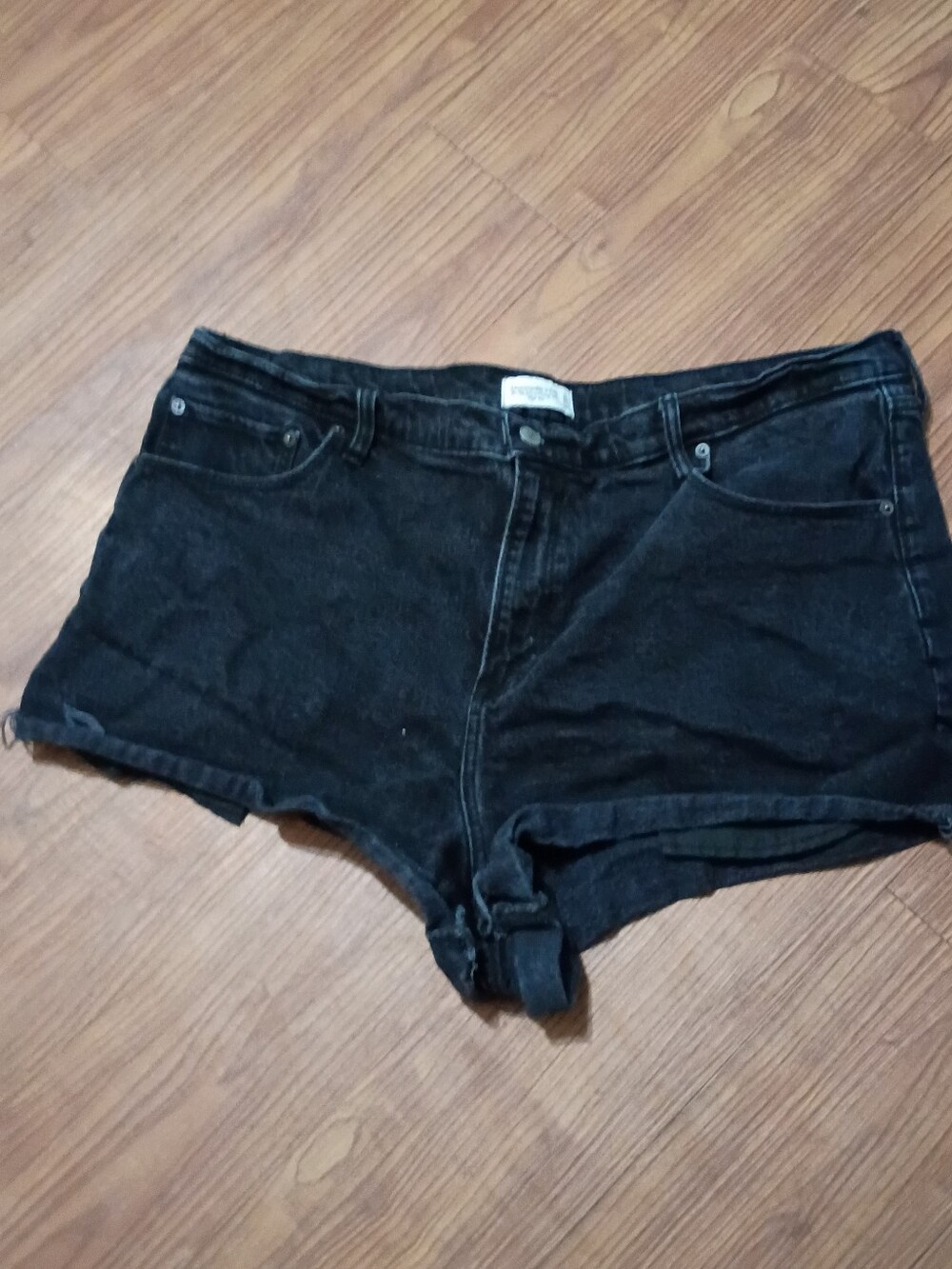 Abercrombie High Rise 90s Relaxed Cut Off Shorts Washed Black Sz 35 20